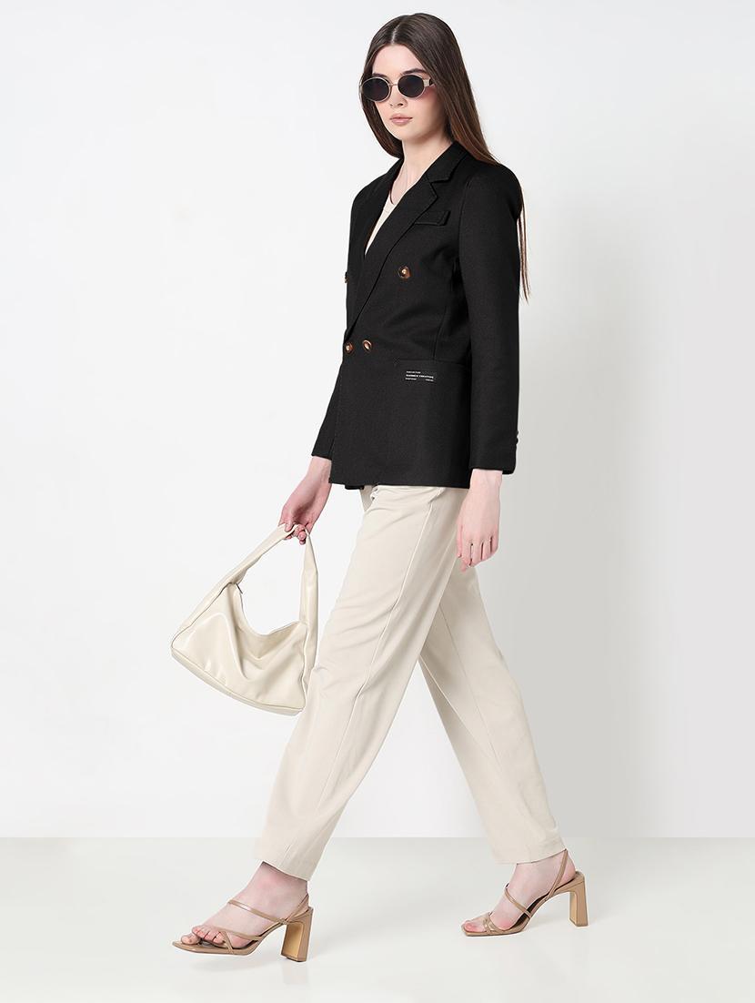 women solid long sleeve double breasted blazer - 21979776 - Standard Image - 5