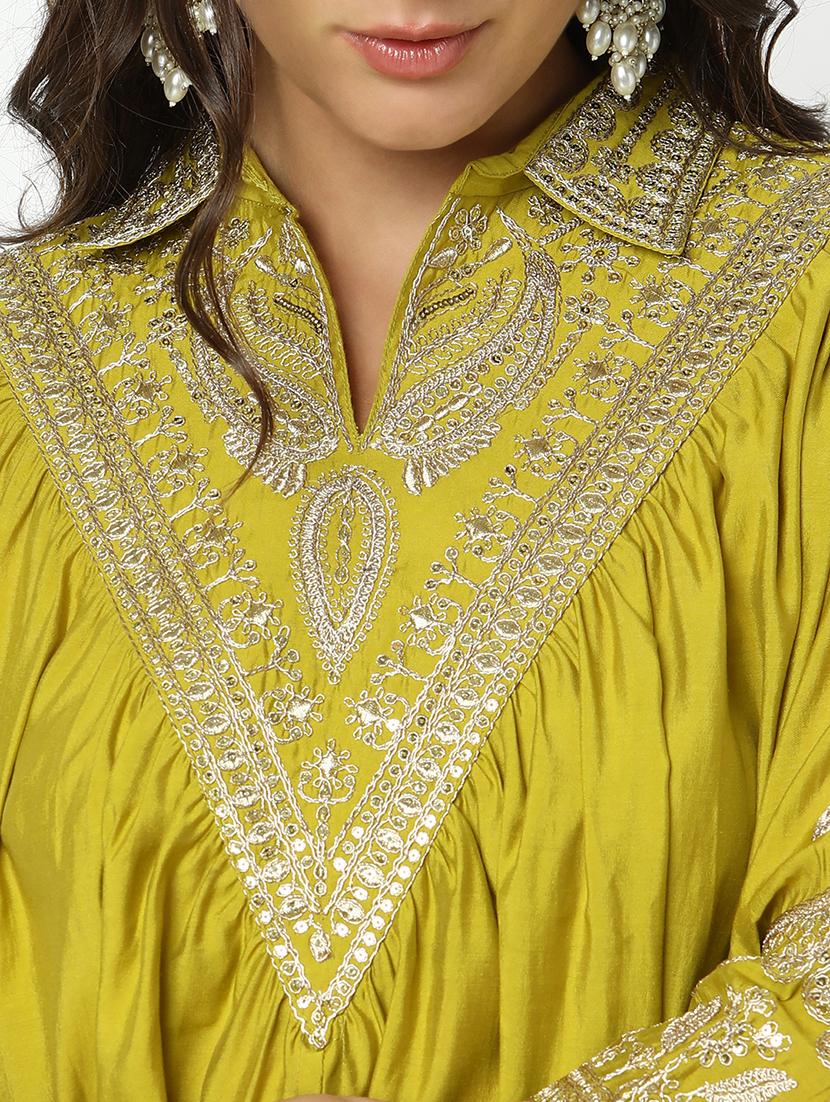 women solid with work three quarter sleeve ethnic co-ord set - 21979780 - Standard Image - 5