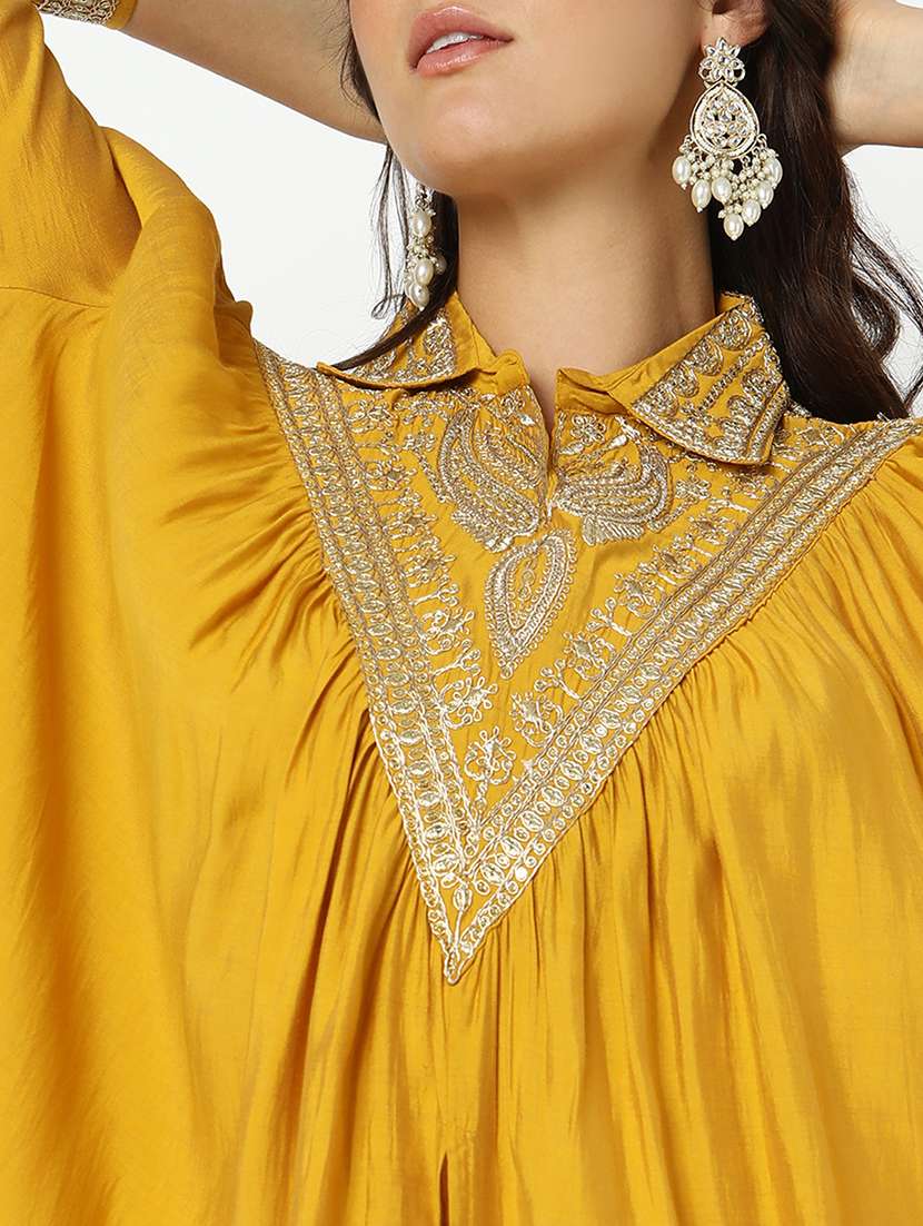 women solid with work three quarter sleeve ethnic co-ord set - 21979781 - Standard Image - 5