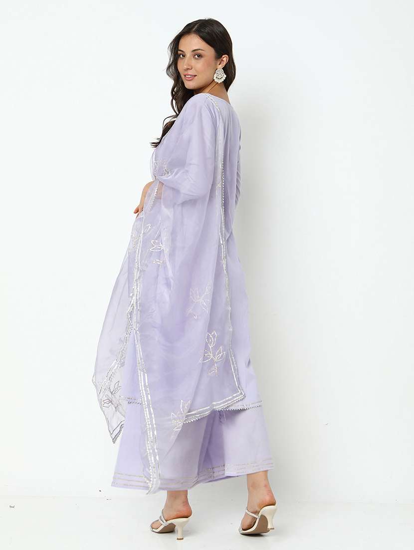 women three quarter sleeve kurta palazzo with dupatta set - 21979783 -  Standard Image - 3