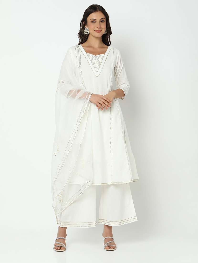 women three quarter sleeve kurta palazzo with dupatta set - 21979784 -  Standard Image - 5