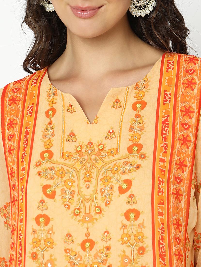 women three quarter sleeve kurta pant with dupatta set - 21979797 - Standard Image - 5