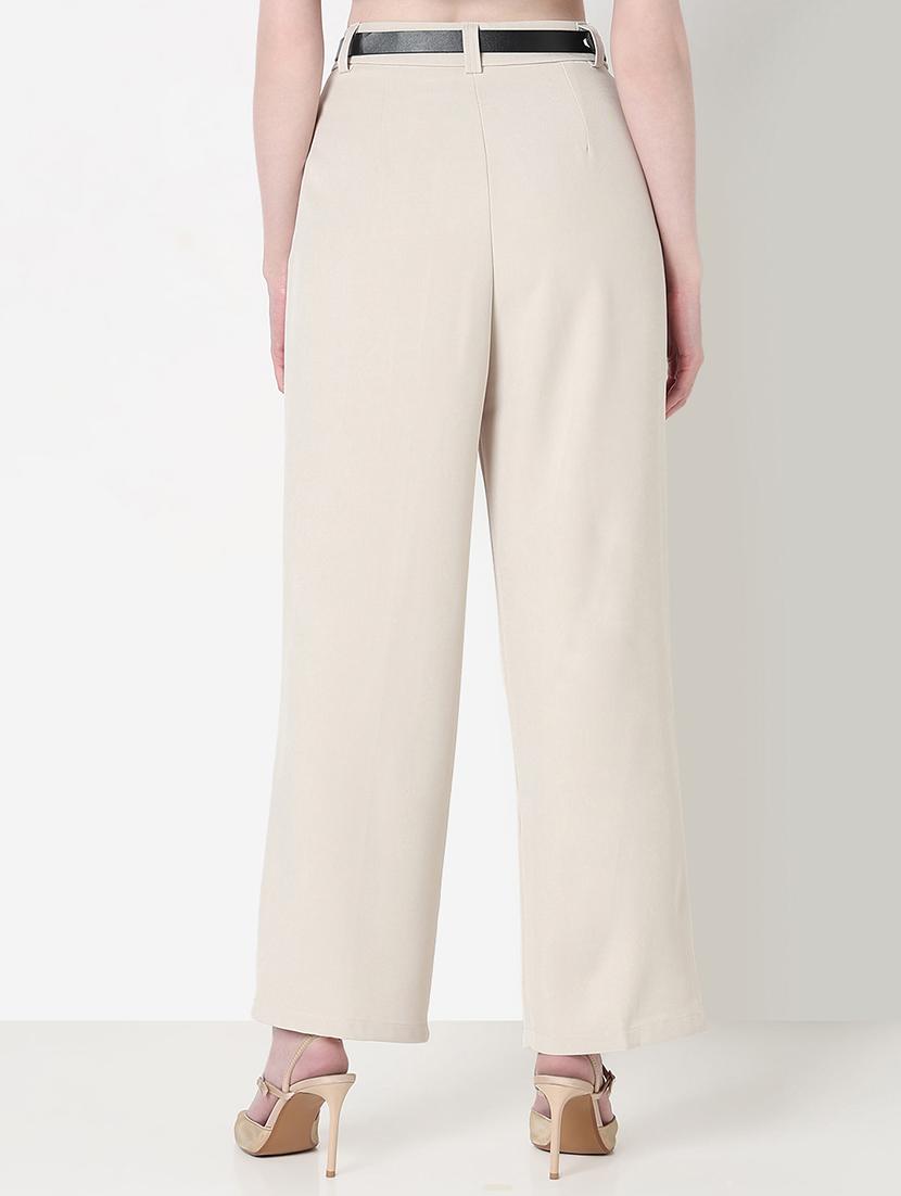 women solid high rise pleated korean pants - 21979803 - Standard Image - 3