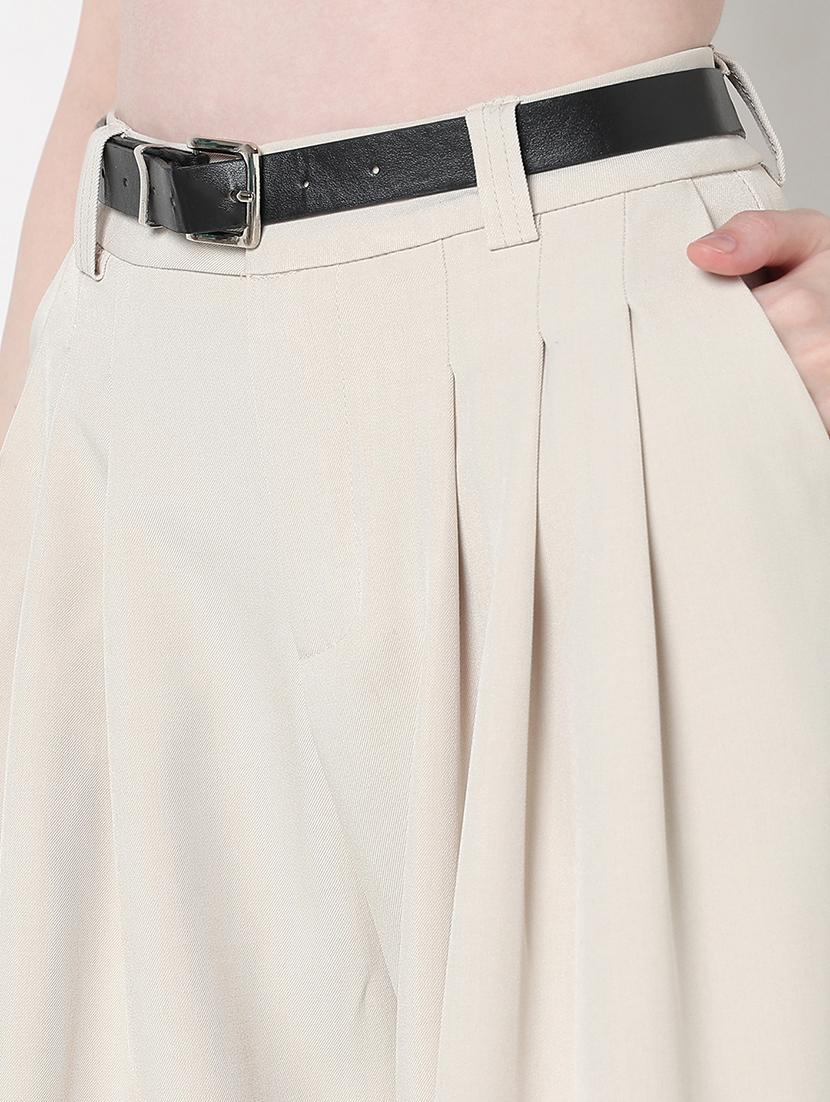 women solid high rise pleated korean pants - 21979803 - Standard Image - 5