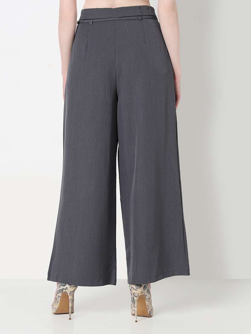 women solid high rise pleated korean pants  - 21979806 -  Standard Image - 3