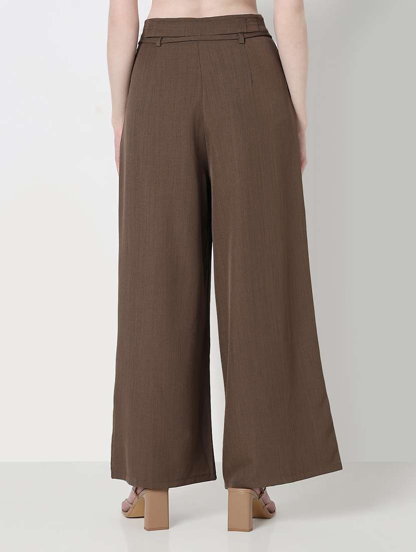 women solid high rise pleated korean pants  - 21979807 -  Standard Image - 3
