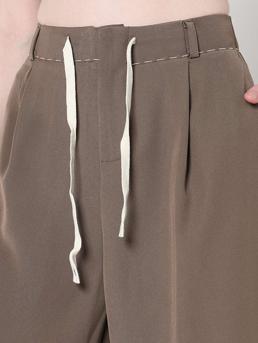 women solid high rise pleated wide leg trouser - 21979809 -  Standard Image - 5