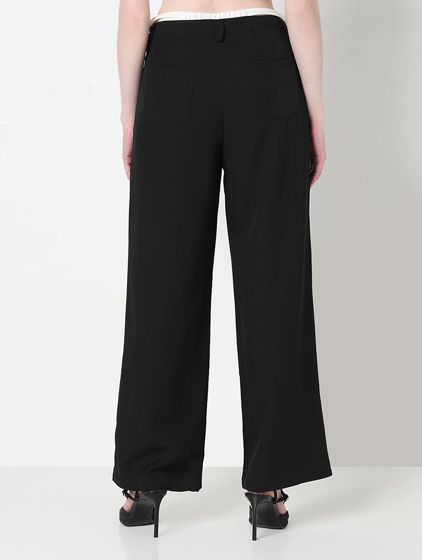 women solid high rise pleated korean pants - 21979810 - Standard Image - 3
