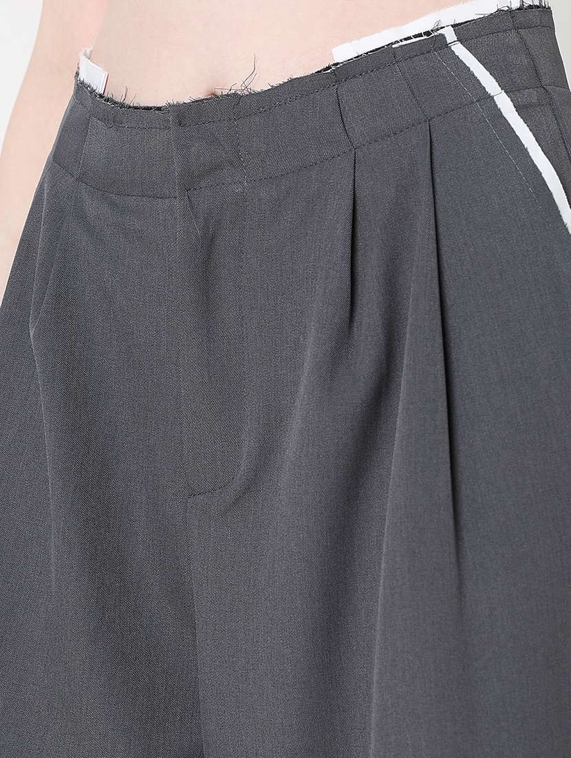 women solid high rise pleated korean pants  - 21979811 -  Standard Image - 5