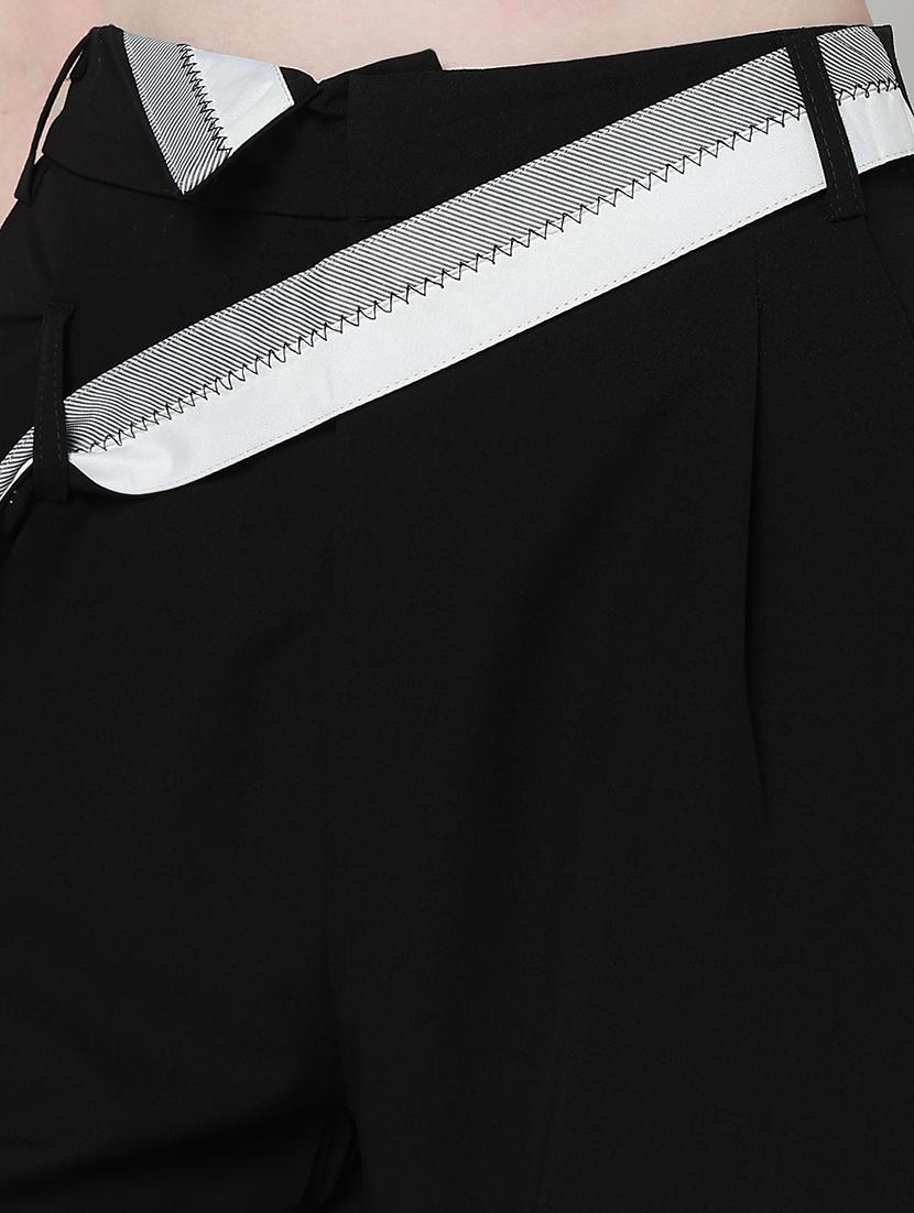 women solid high rise pleated straight trouser - 21979814 - Standard Image - 5
