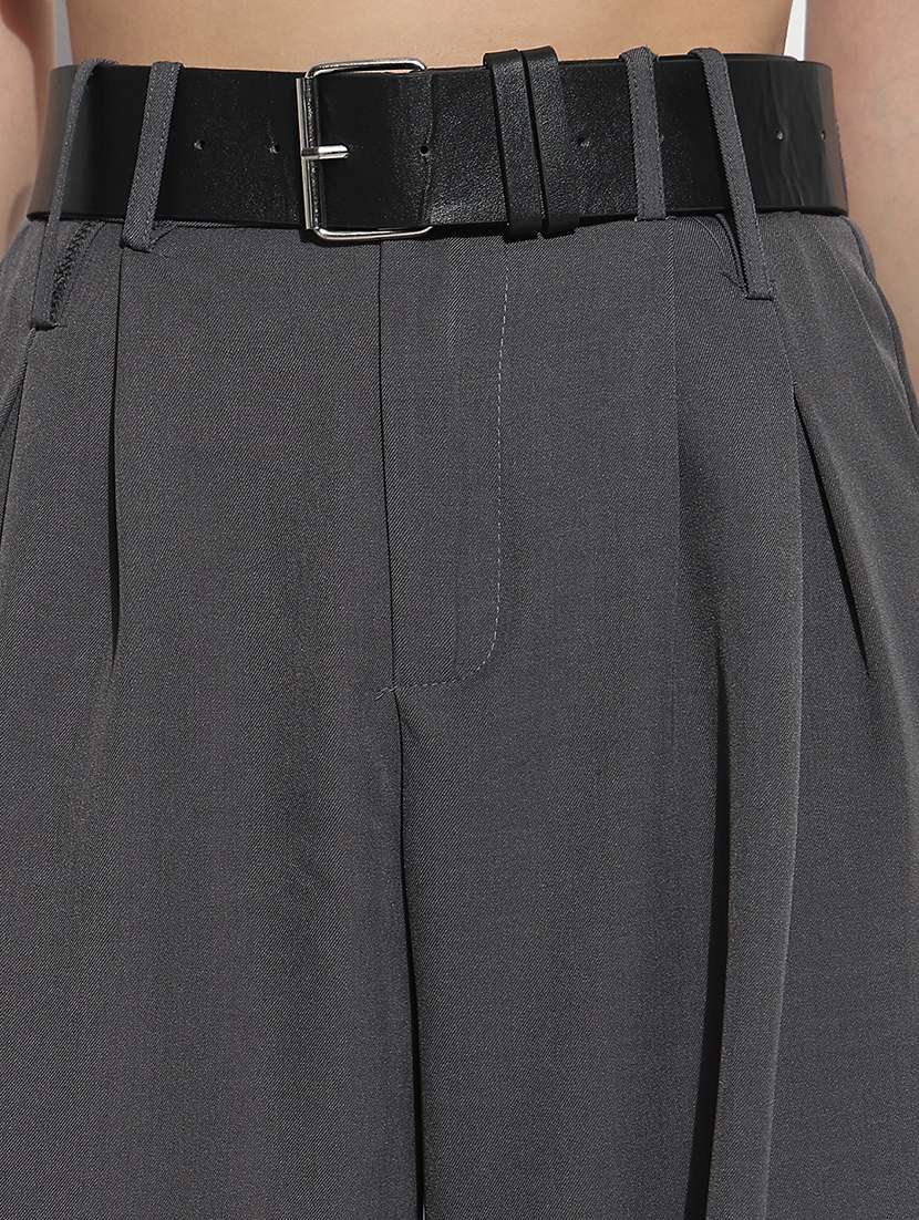 women solid high rise pleated korean pants  - 21979816 -  Standard Image - 5