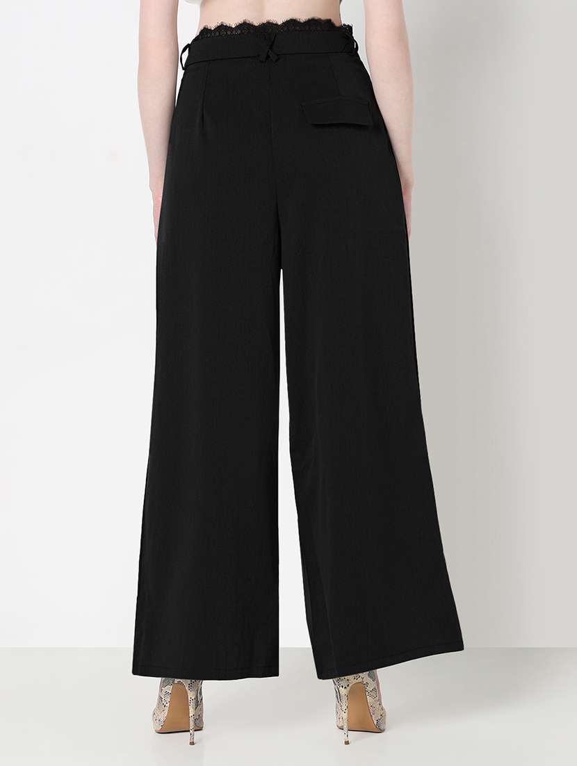 women solid high rise pleated korean pants  - 21979820 -  Standard Image - 3