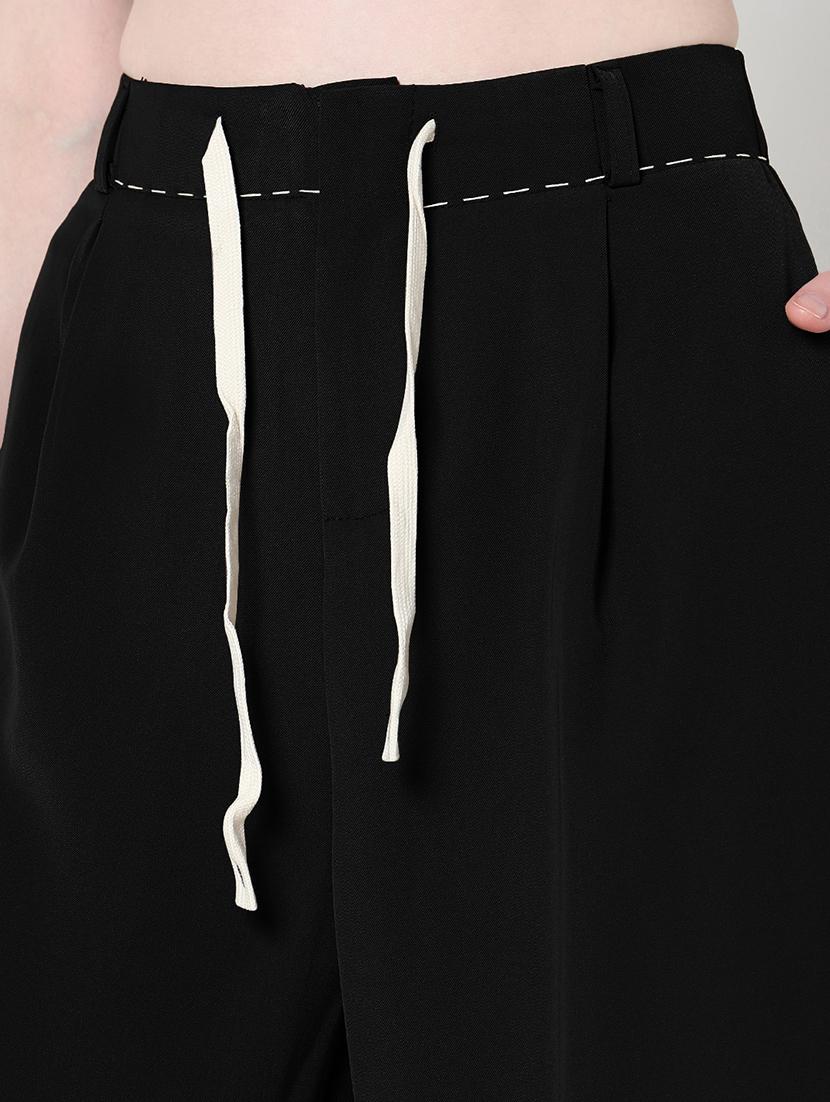 women solid high rise pleated straight pants - 21979826 - Standard Image - 5