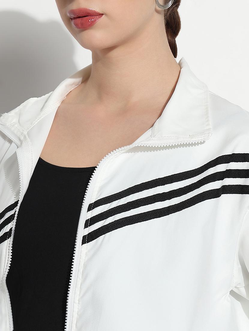 women striped long sleeve crop windcheater jacket - 21979837 - Standard Image - 5