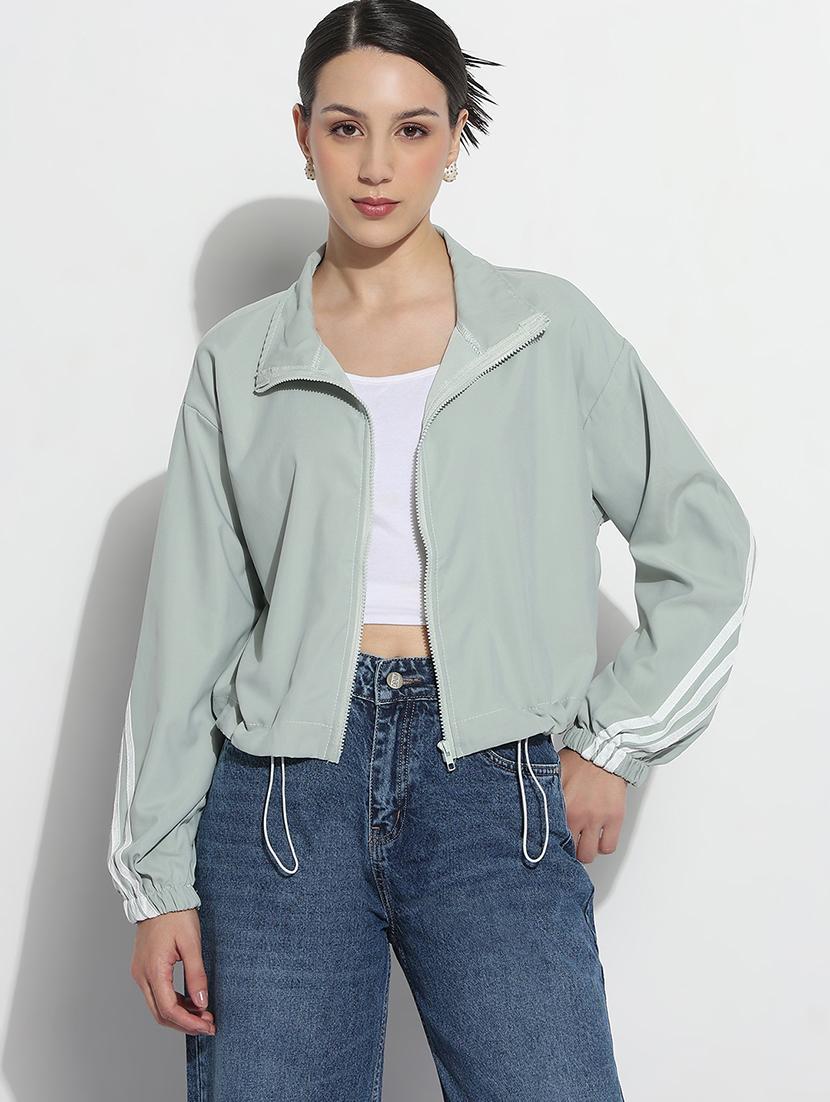 women tapered long sleeve crop windcheater jacket - 21979838 -  Zoom Image - 0