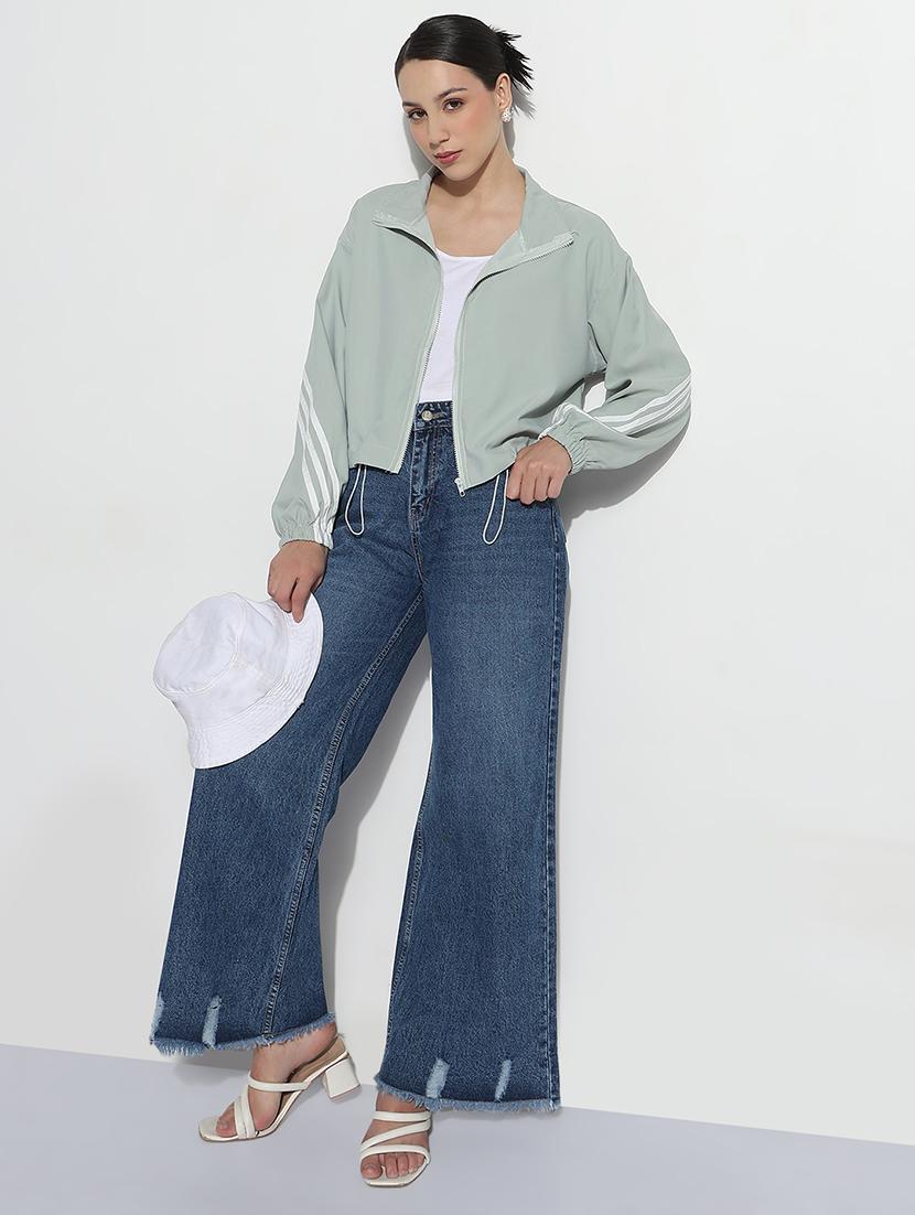 women tapered long sleeve crop windcheater jacket - 21979838 - Standard Image - 5