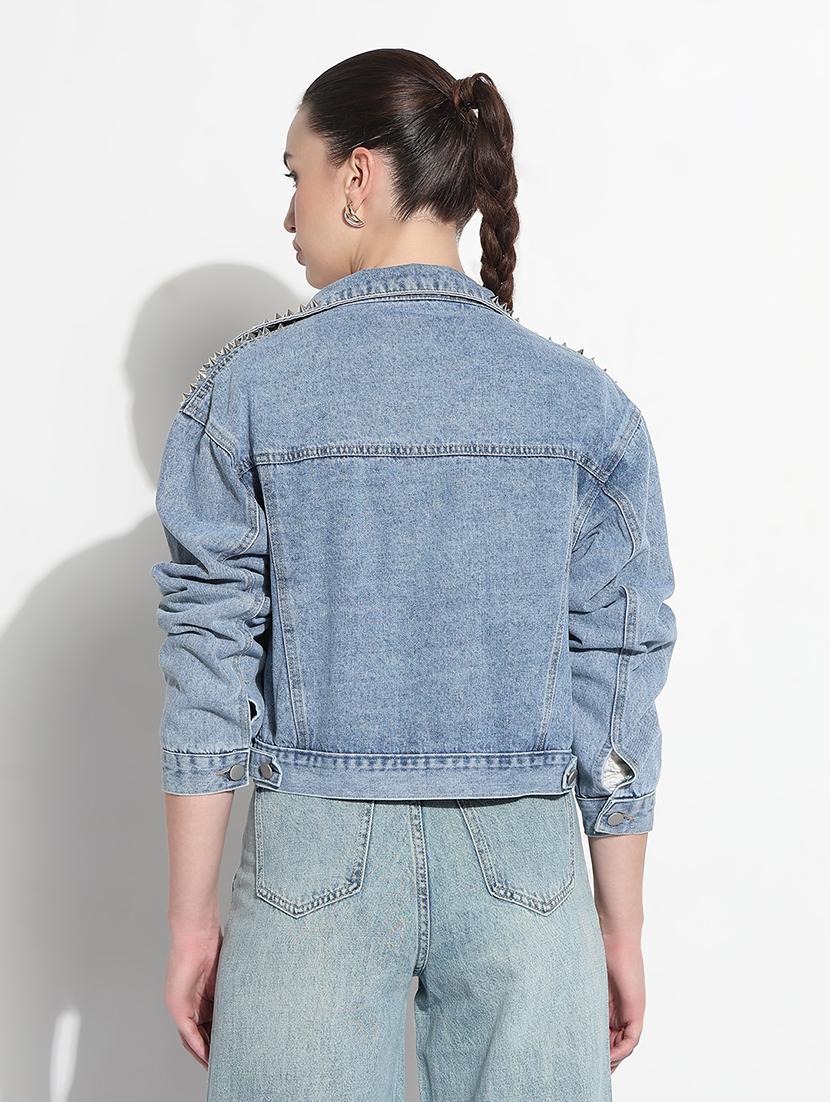 women embellished long sleeve crop denim jacket - 21979841 - Standard Image - 5