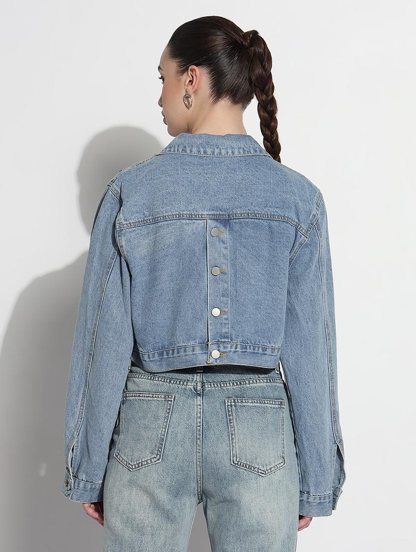 women embellished long sleeve crop denim jacket - 21979845 - Standard Image - 5