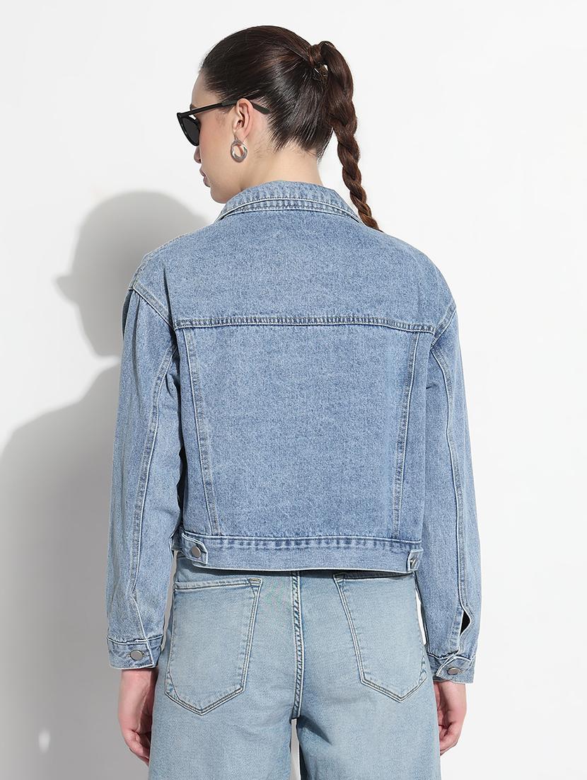 women embellished long sleeve crop denim jacket - 21979846 - Standard Image - 3