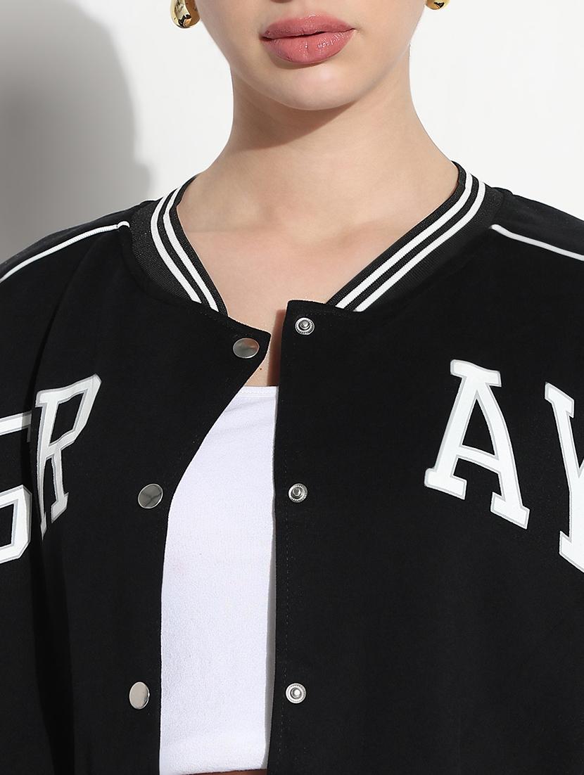 women long sleeve crop varsity jacket - 21979851 - Standard Image - 5