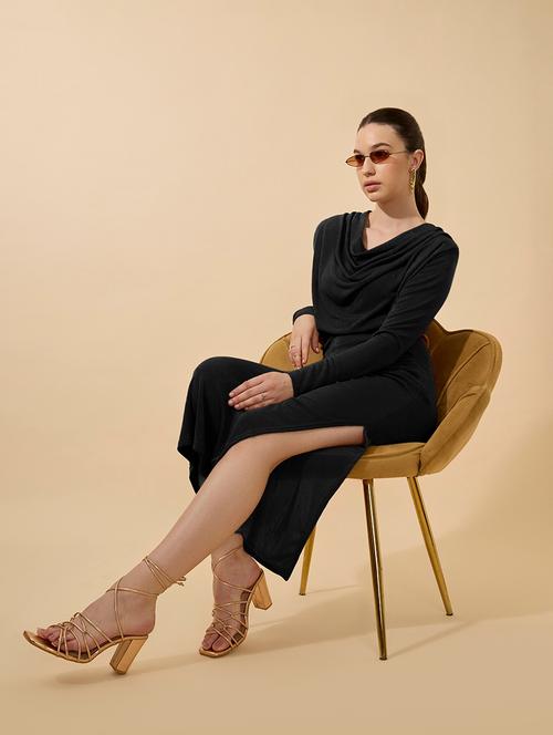 women solid long sleeve cowl neck bodycon dress - 21979862 -  Standard Image - 0