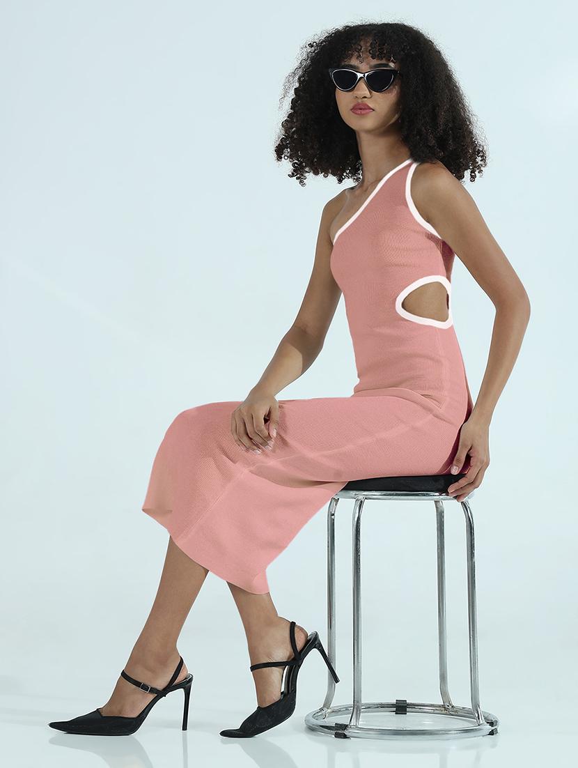 women solid single shoulder cut out bodycon dress - 21979867 -  Zoom Image - 0
