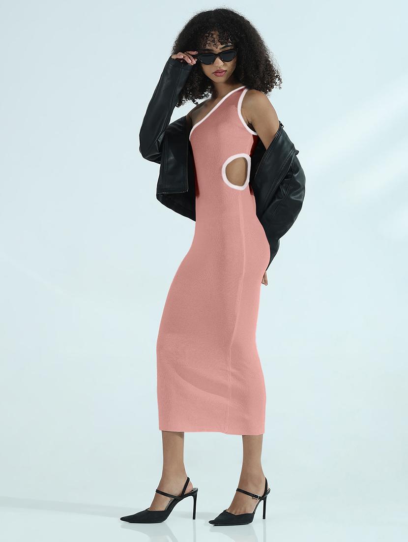 women solid single shoulder cut out bodycon dress - 21979867 - Standard Image - 5
