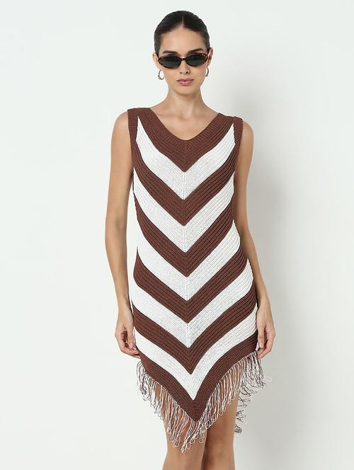 women striped sleeveless asymmetric dress - 21979871 - Standard Image - 0