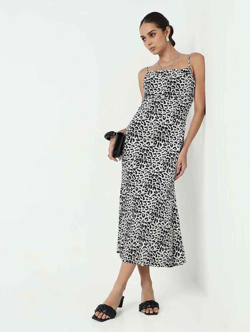 women animal print shoulder strap a-line dress - 21979880 - Standard Image - 3