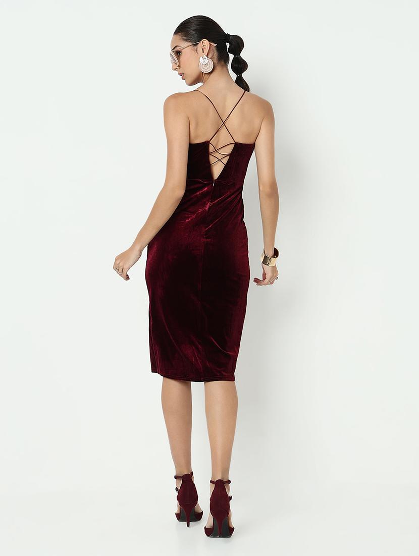 women solid shoulder strap bodycon dress - 21979893 - Standard Image - 3