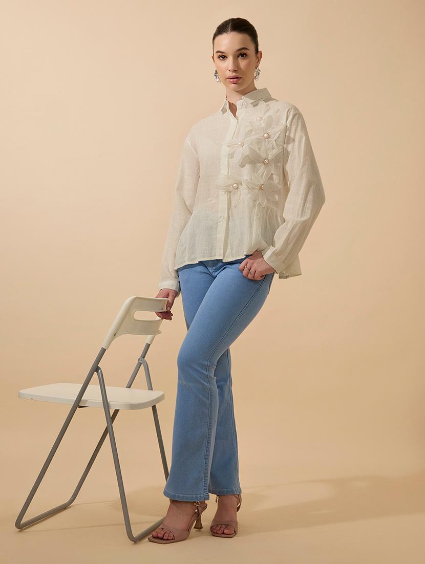 women self designed collared long sleeve shirt - 21979904 - Standard Image - 5