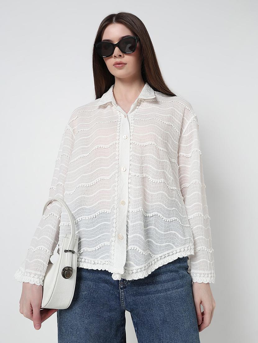 women self designed collared high low shirt - 21979905 -  Zoom Image - 0