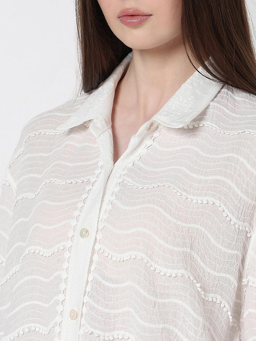 women self designed collared high low shirt - 21979905 - Standard Image - 3