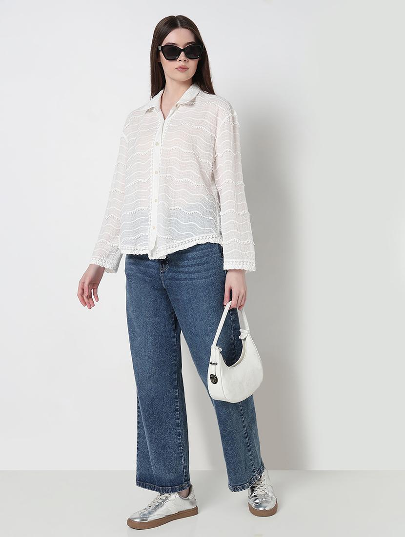 women self designed collared high low shirt - 21979905 - Standard Image - 5