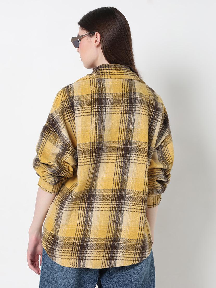women checkered long sleeve collared shirt - 21979910 - Standard Image - 3