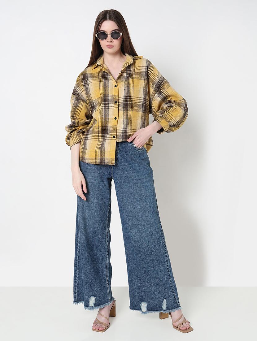 women checkered long sleeve collared shirt - 21979910 - Standard Image - 5