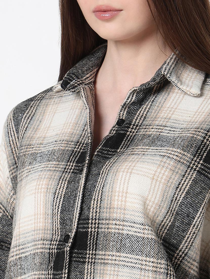 women checkered long sleeve collared shirt - 21979911 - Standard Image - 5