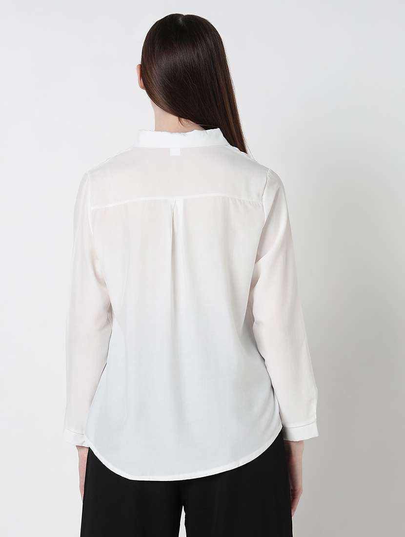 women solid long sleeve relaxed fit shirt - 21979916 -  Standard Image - 3