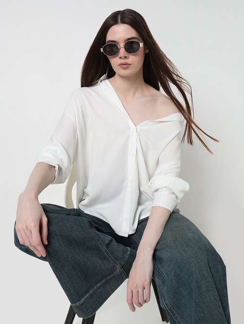women solid long sleeve relaxed fit shirt - 21979919 -  Standard Image - 0