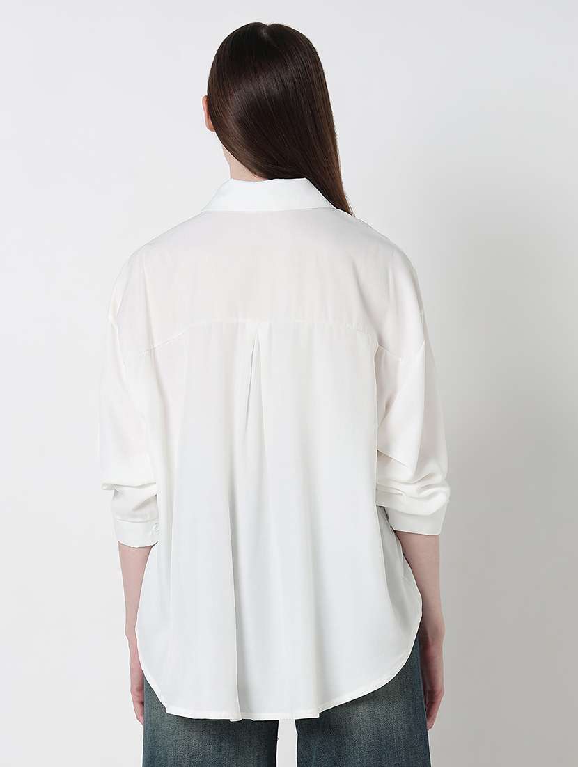 women solid long sleeve relaxed fit shirt - 21979919 -  Standard Image - 3