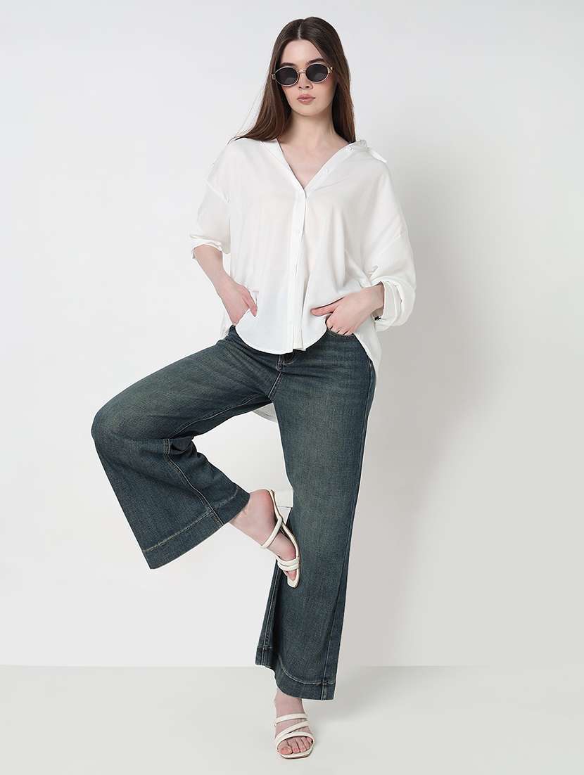 women solid long sleeve relaxed fit shirt - 21979919 -  Standard Image - 5