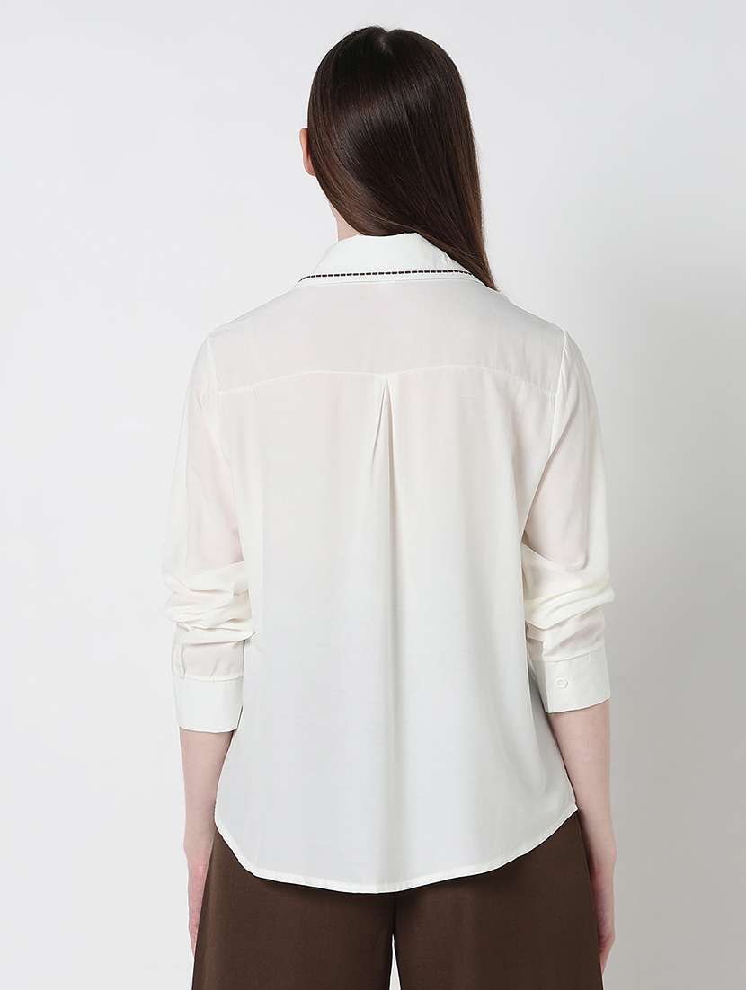 women solid long sleeve relaxed fit shirt - 21979920 - Standard Image - 3