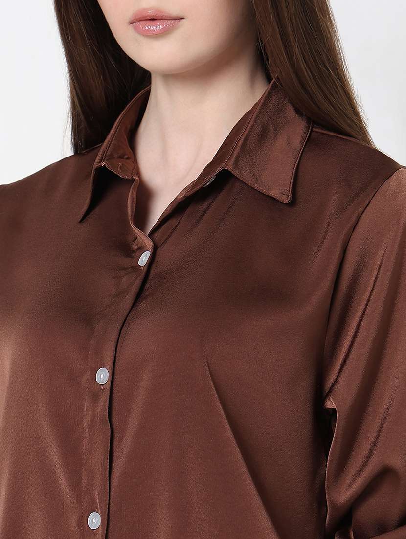 women solid long sleeve collared regular fit shirt - 21979921 -  Standard Image - 5