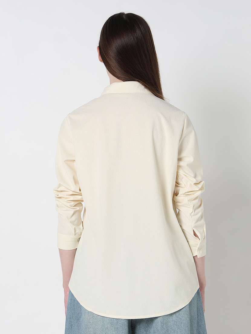 cream cotton blend regular fit shirt - 21979923 -  Standard Image - 3
