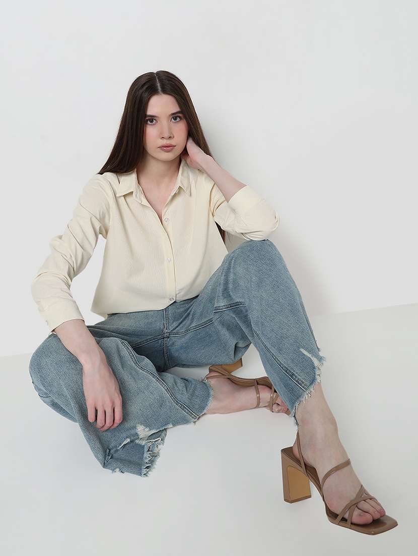 cream cotton blend regular fit shirt - 21979923 -  Standard Image - 5