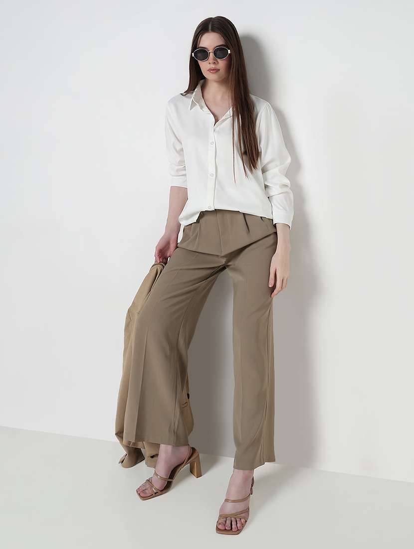 women solid long sleeve relaxed fit shirt - 21979924 -  Standard Image - 5