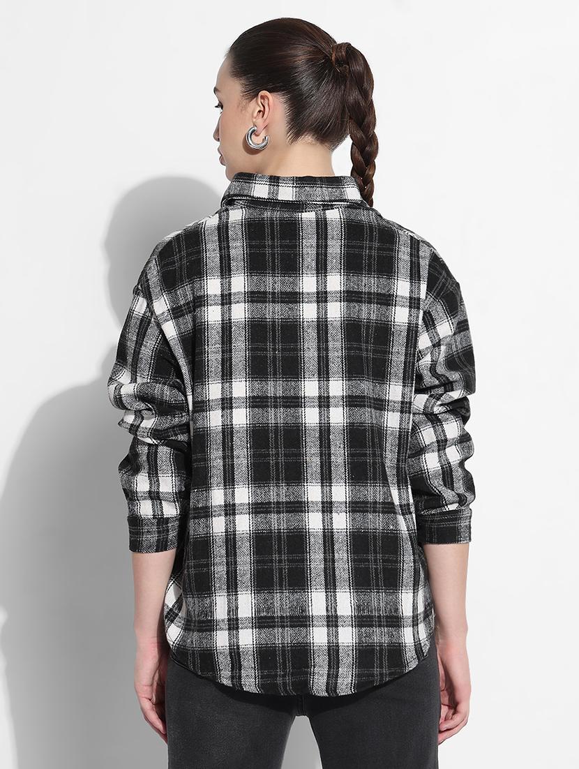 women checkered long sleeve collared shirt - 21979931 - Standard Image - 3