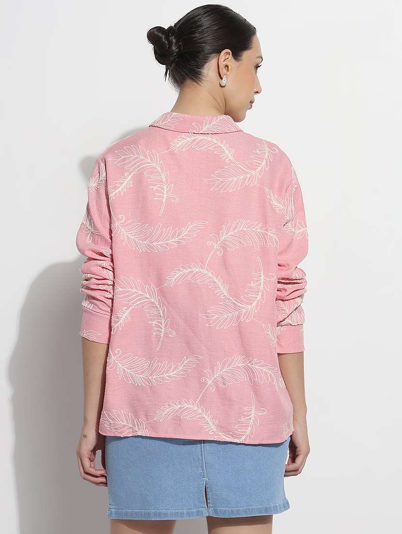 women embroidered long sleeve relaxed fit shirt - 21979936 - Standard Image - 3