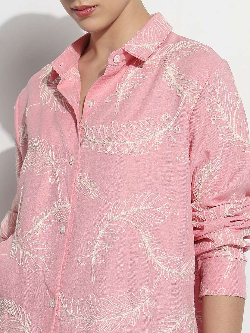 women embroidered long sleeve relaxed fit shirt - 21979936 - Standard Image - 5