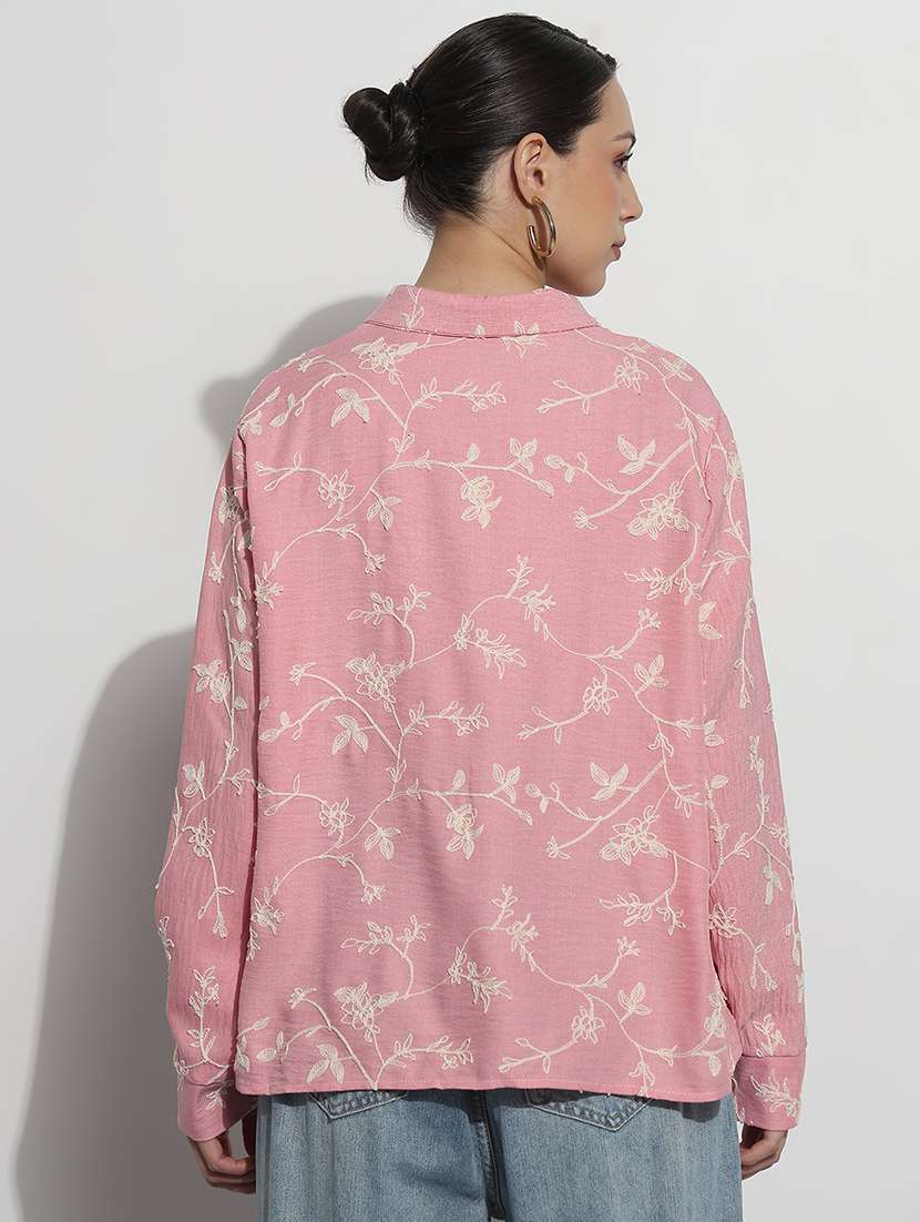 women embroidered long sleeve relaxed fit shirt - 21979946 -  Standard Image - 3